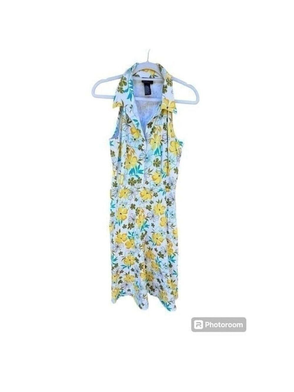 Sunny summer dress white yellow blue green 13 14 Macy's - Picture 8 of 11